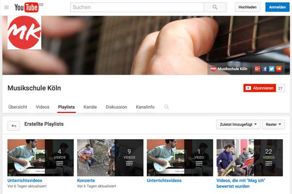 youtube channel der musikschule